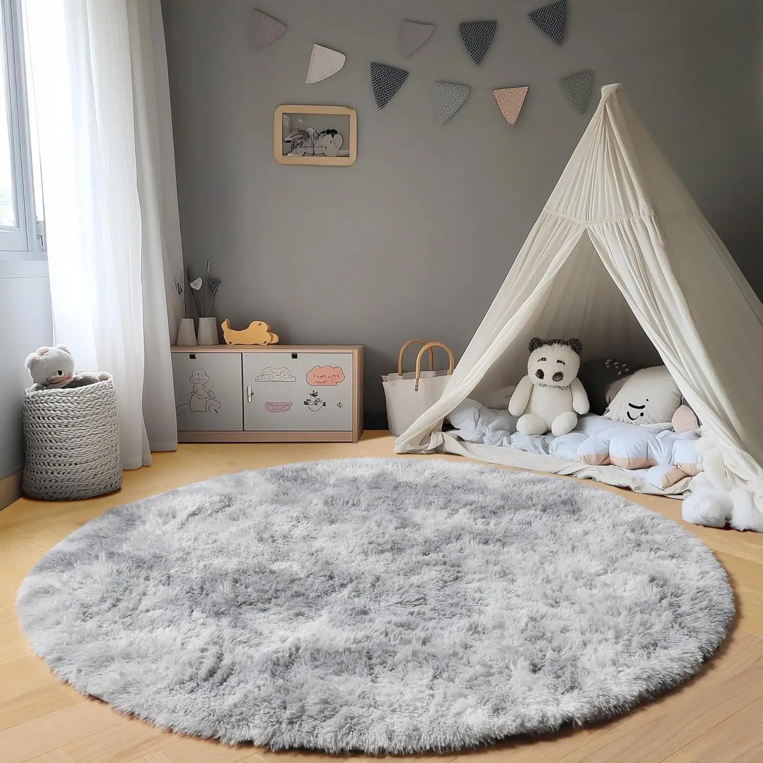tapis rond gris moderne