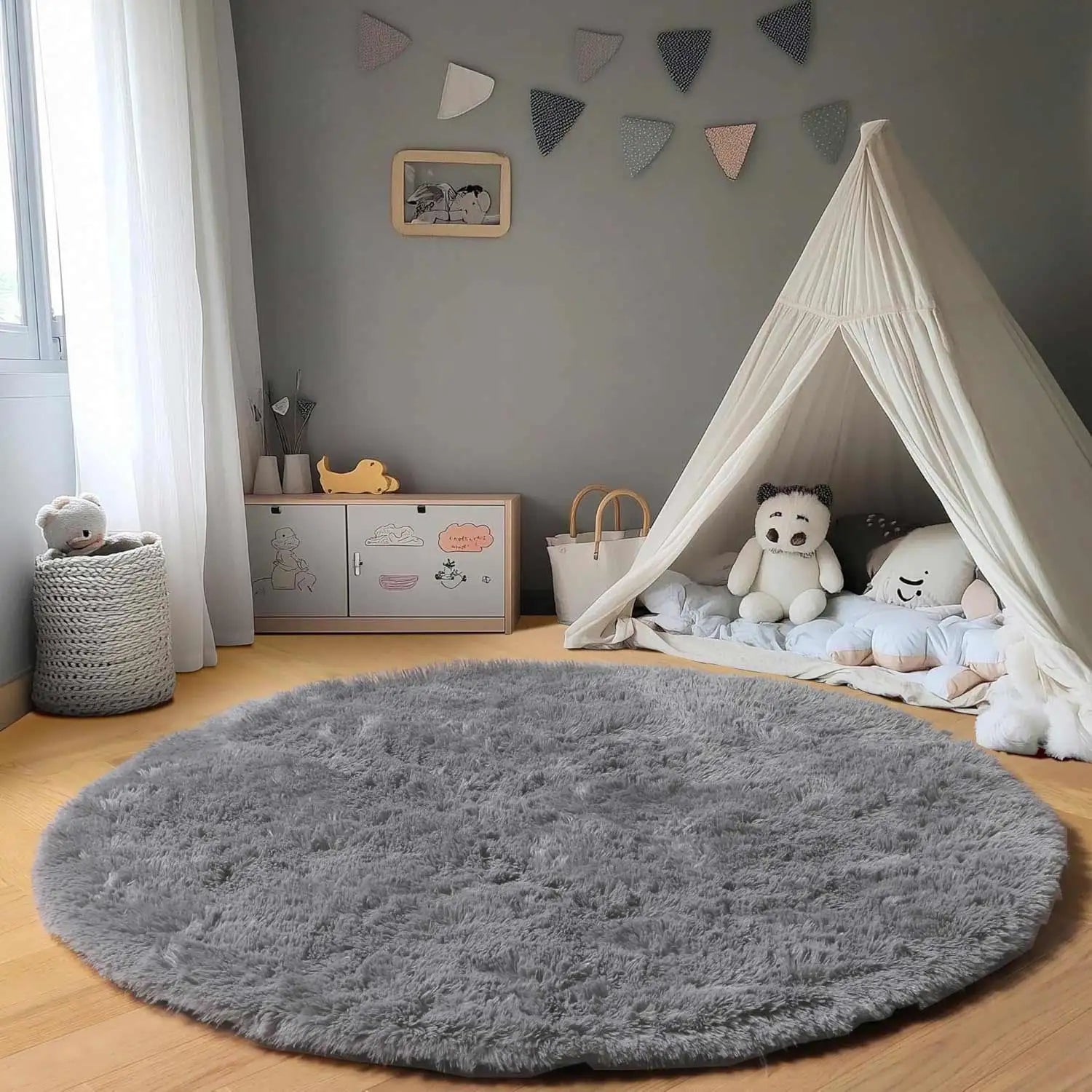 tapis rond gris moderne