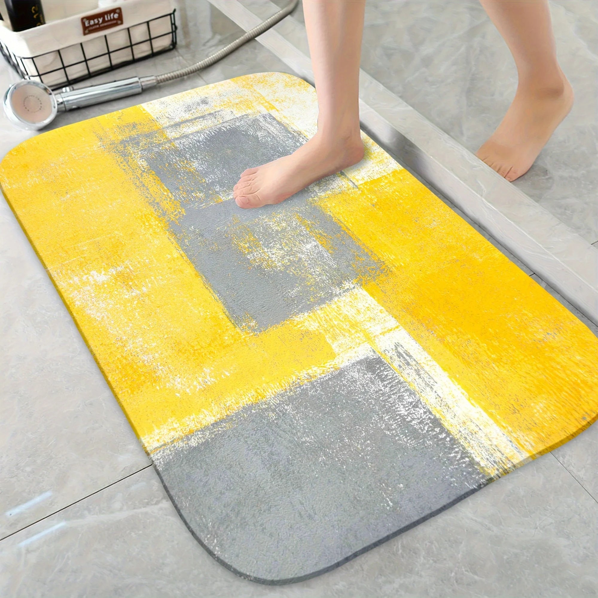 tapis moderne jaune et gris