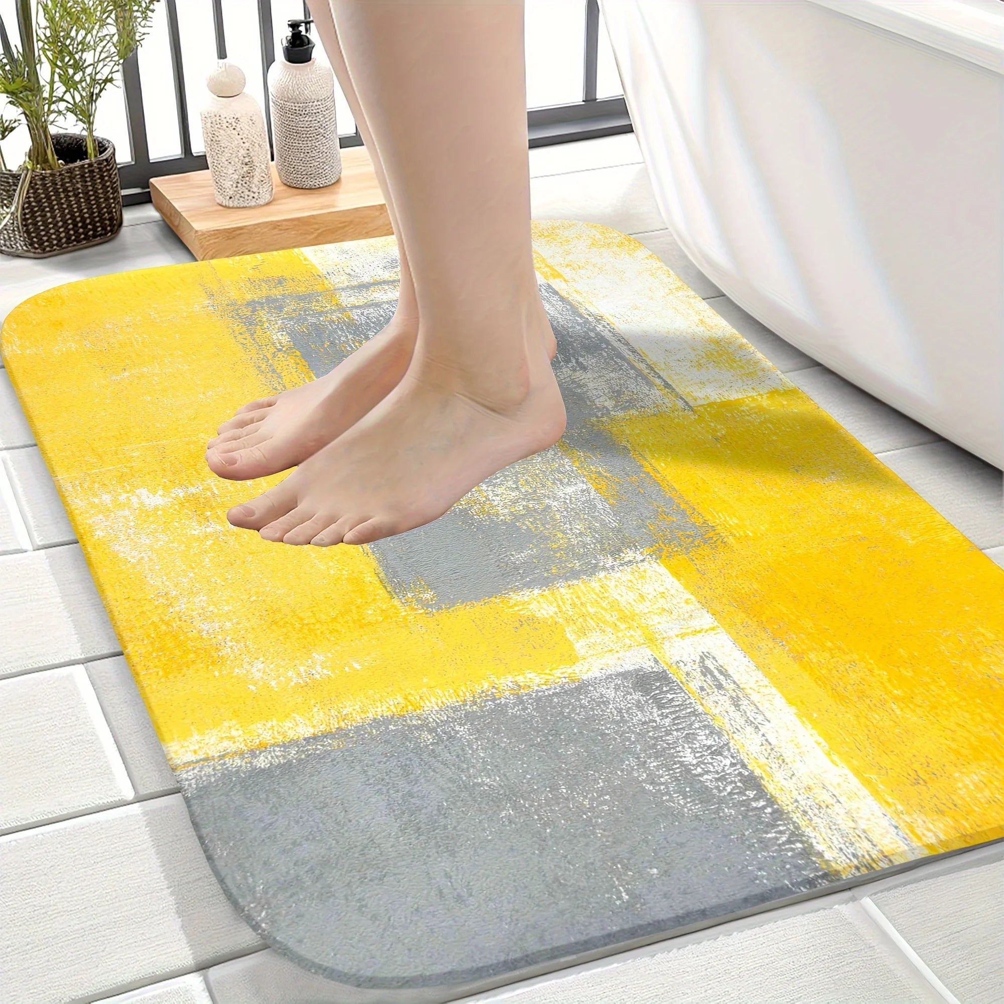 tapis moderne jaune et gris