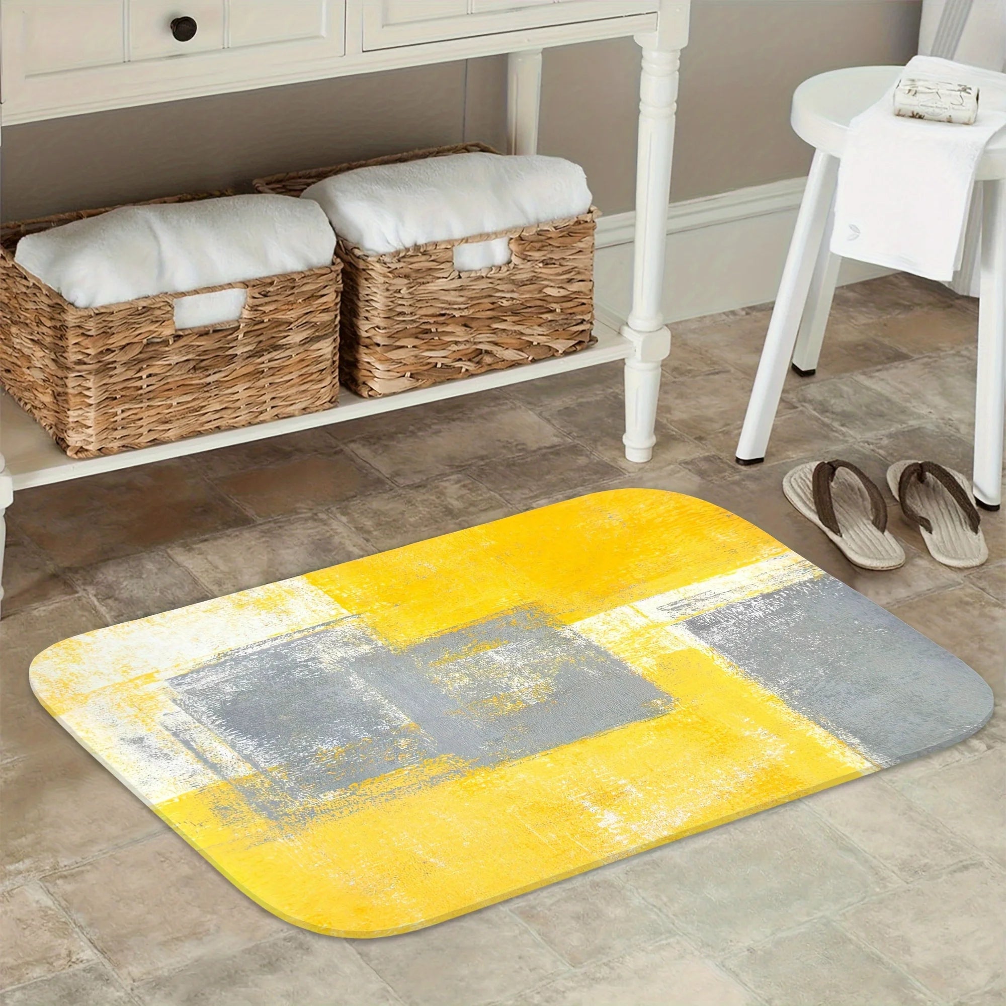 tapis moderne jaune et gris