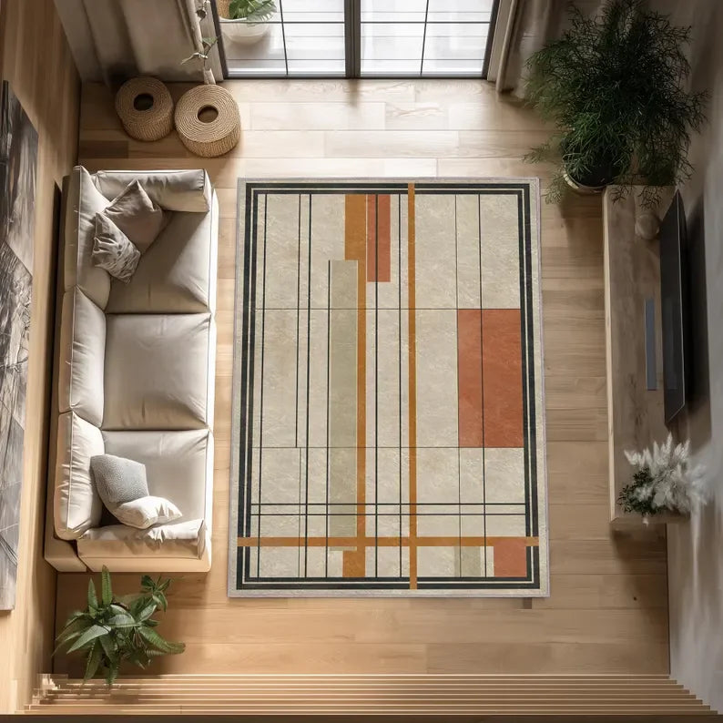 tapis moderne terracotta