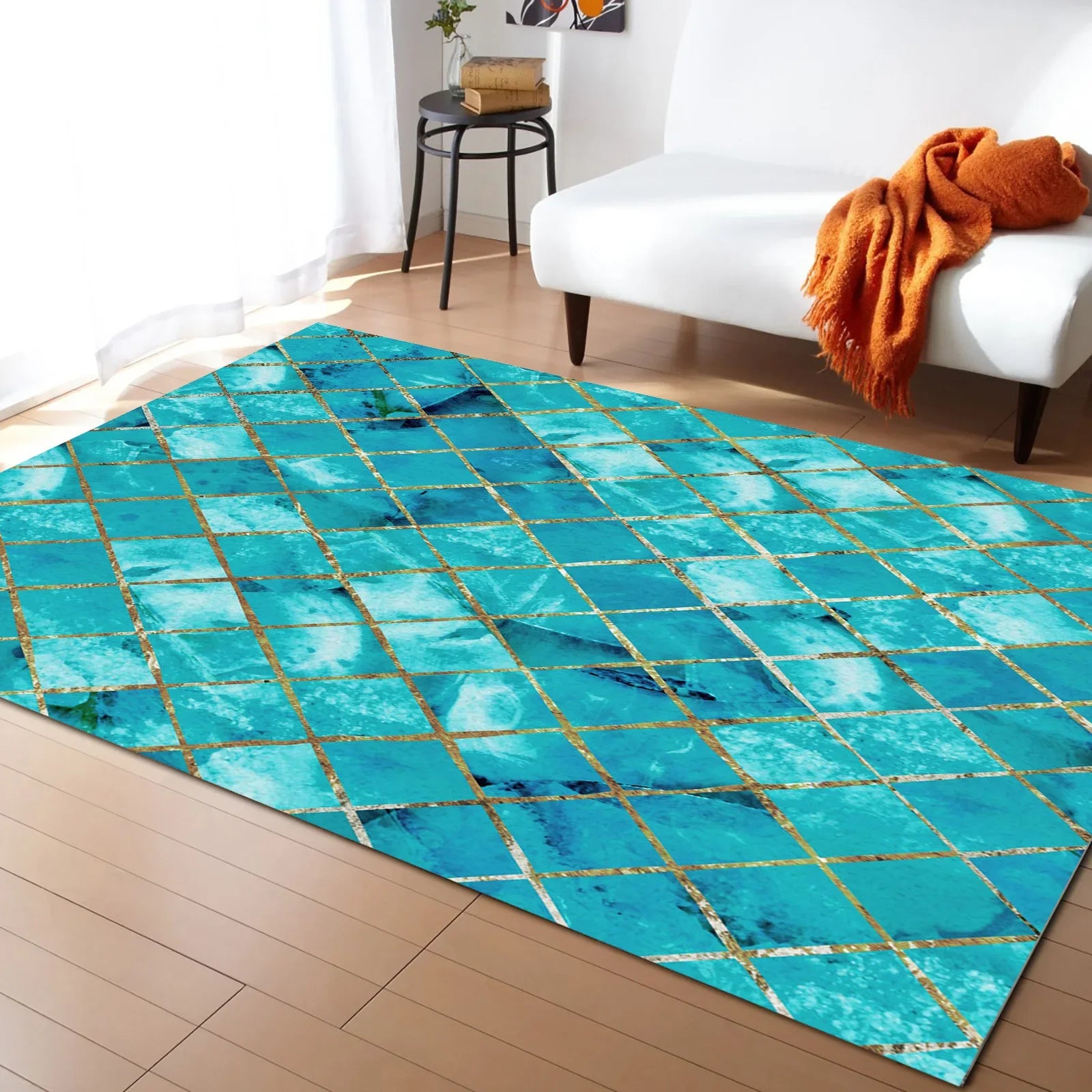 tapis moderne turquoise