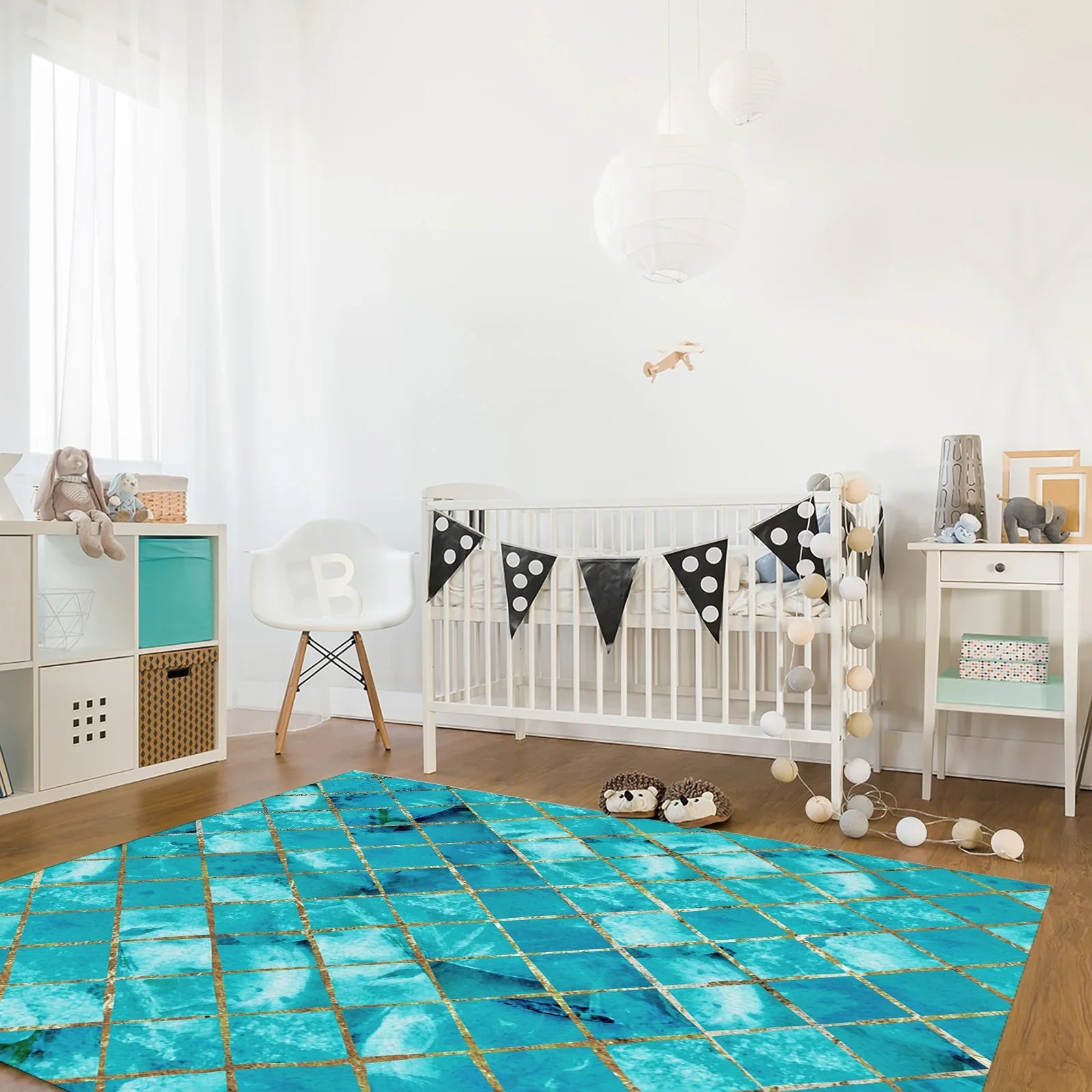 tapis moderne turquoise