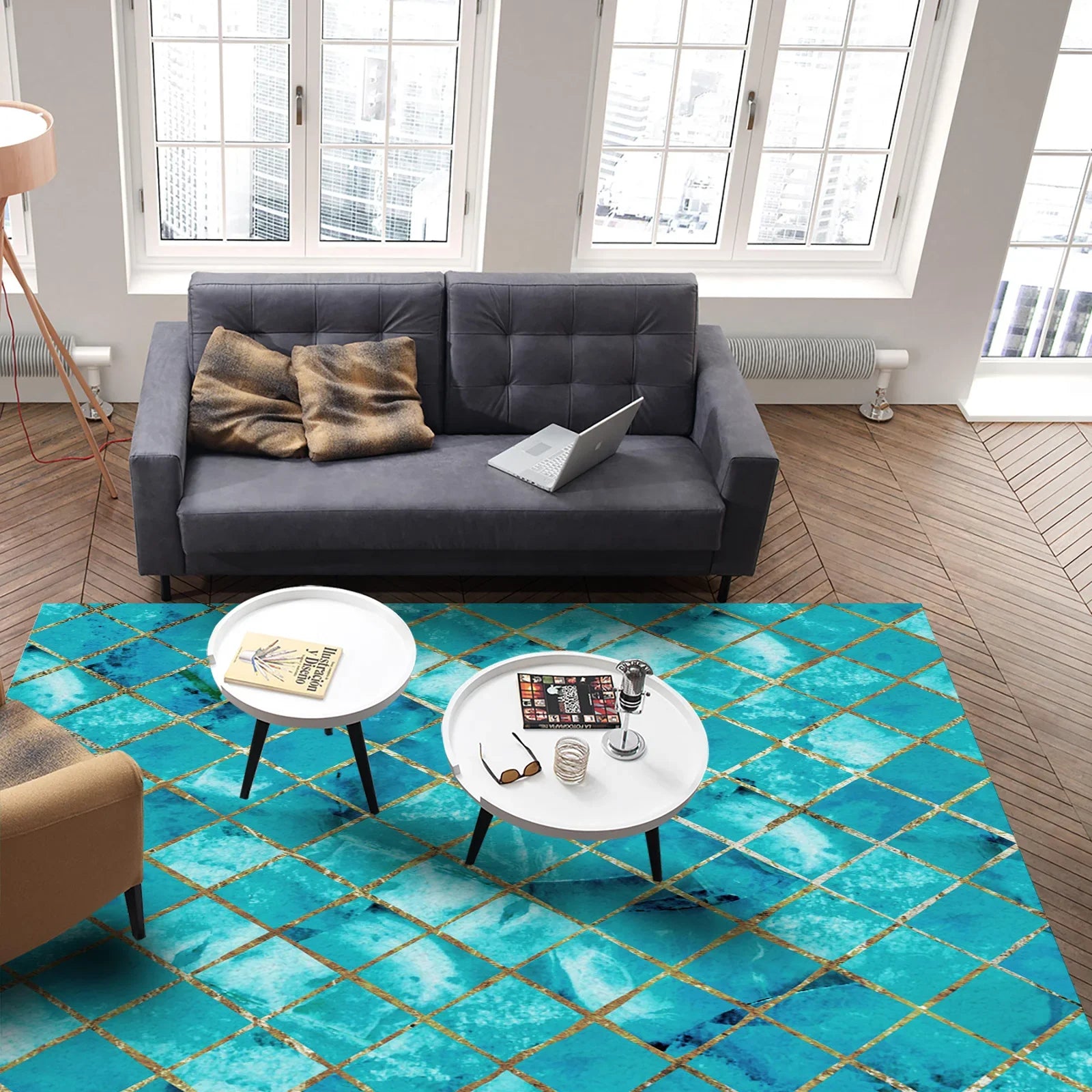 tapis moderne turquoise