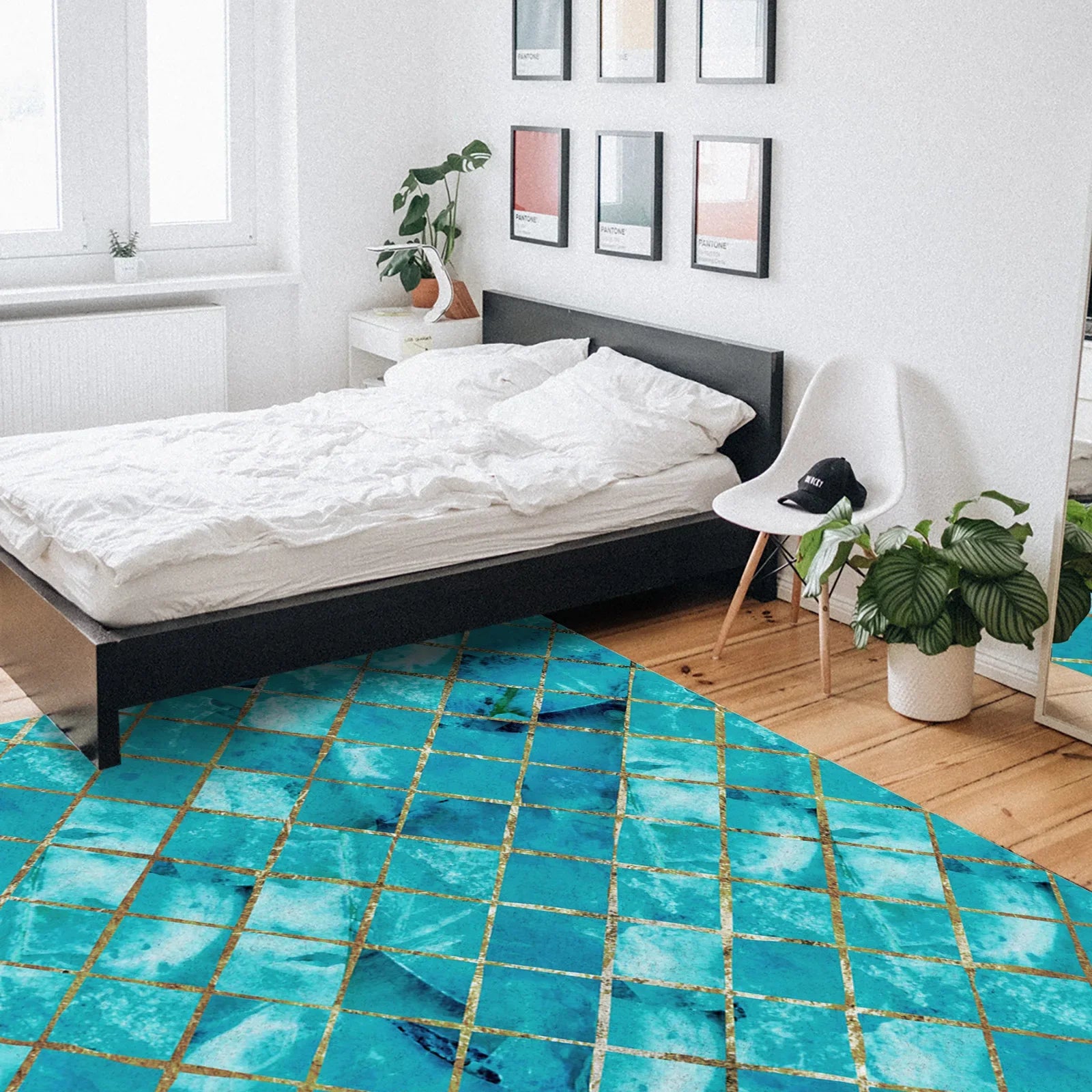 tapis moderne turquoise