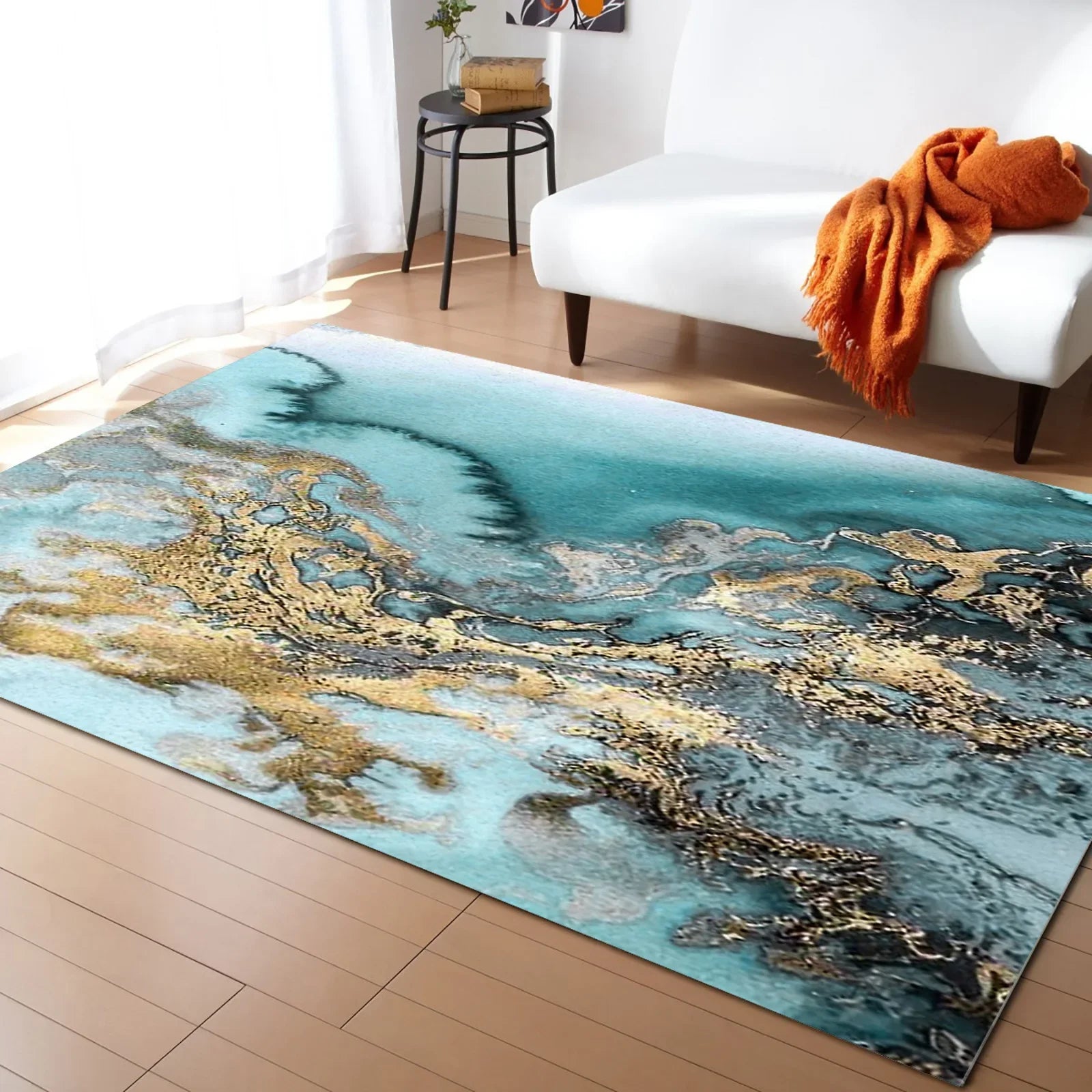 tapis moderne turquoise